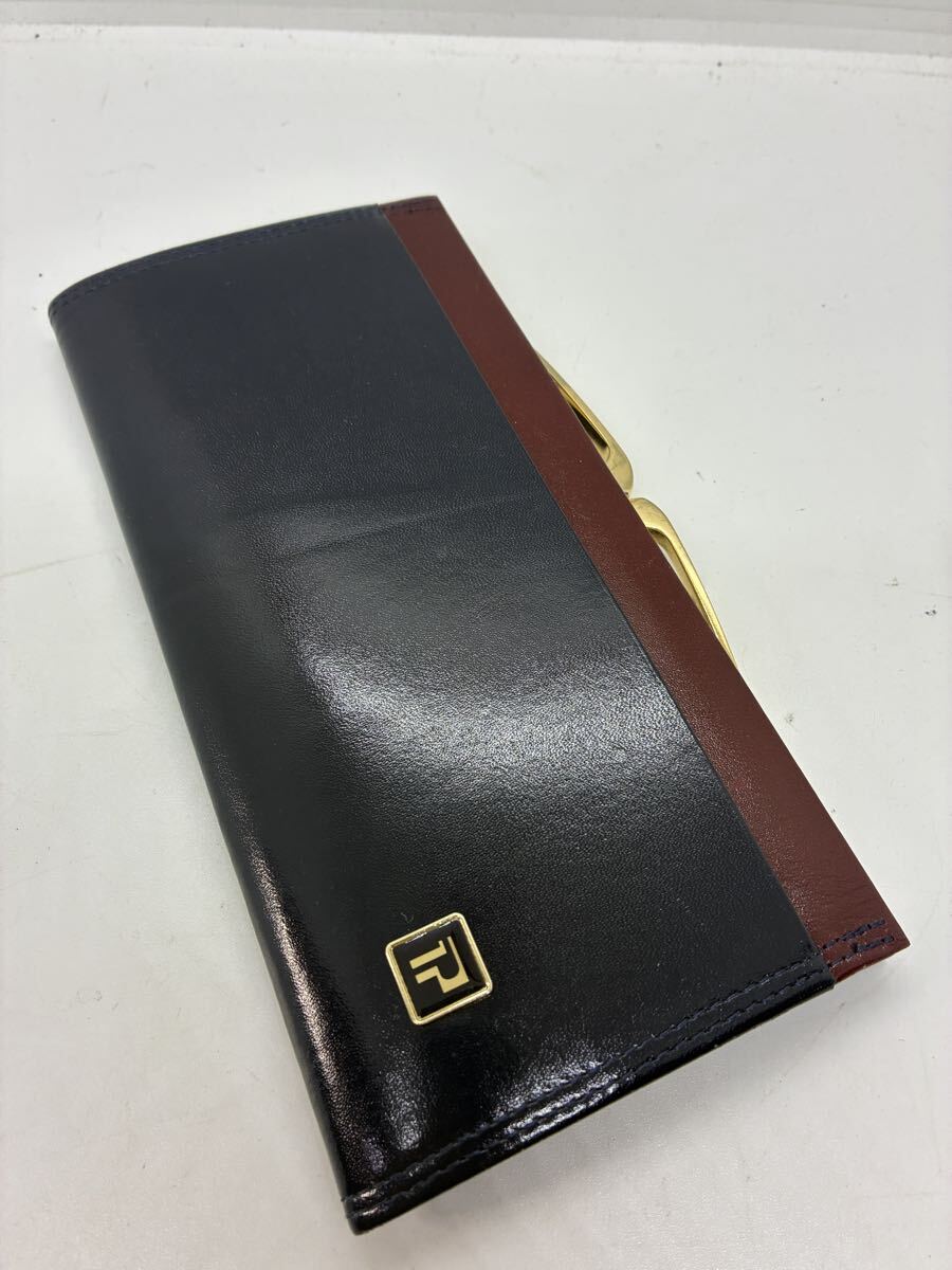 レザー がま口 札入れ 財布 ネイビー拍卖