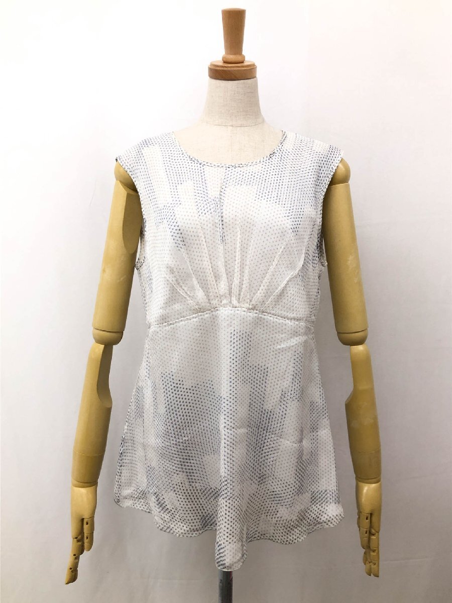 超美品【アルマーニコレツィオーニ】レース生地 総柄デザイン ノースリーブブラウス (レディース) size42 オフホワイト系 ◇35LK2496◇拍卖