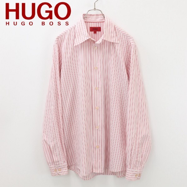 【KA79】美品◆HUGO BOSS ヒューゴボス ストライプ柄 ドレス シャツ M拍卖