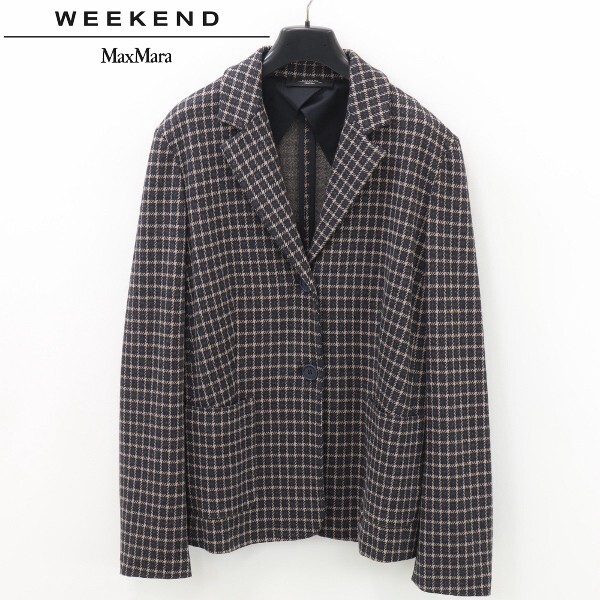 【KA76】美品◆Max Mara WEEKEND マックスマーラ チェック柄 ストレッチ 2釦 ジャケット L拍卖