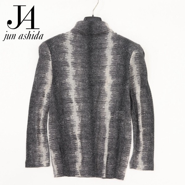 【KA147】◆jun ashida ジュン アシダ 総柄 ハイネック トップス プルオーバー グレー系 M拍卖