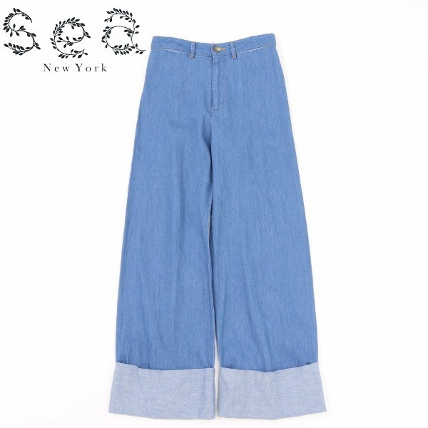 【KA179】美品◆SEA New York シー ニューヨーク デニム ワイド パンツ ジーンズ 水色 ライトブルー 2拍卖