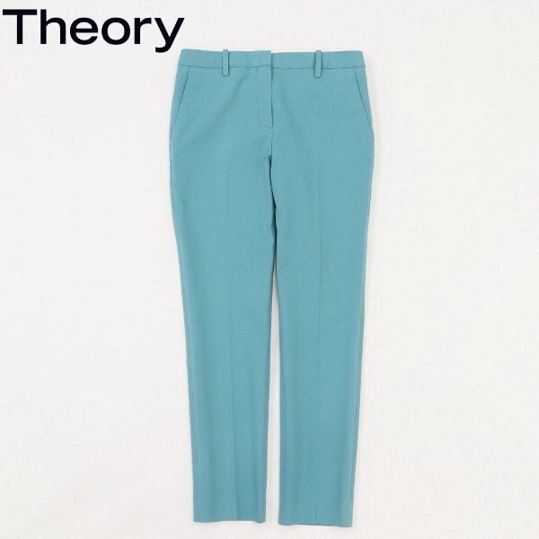 【KA208】美品◆Theory セオリー コットン ストレッチ スラックス テーパード パンツ ティール系 0拍卖