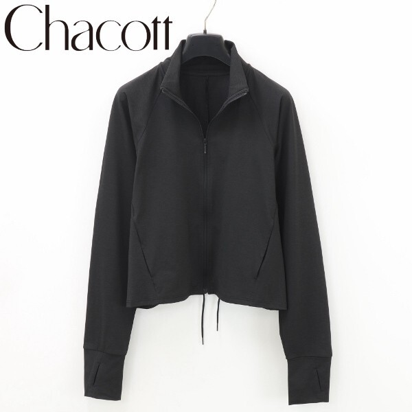 【KA222】美品◆Chacott BALANCE フィットネス チャコット バランス ストレッチ ジップ DRY&UV クロップド ジャケット 黒 ブラック M拍卖