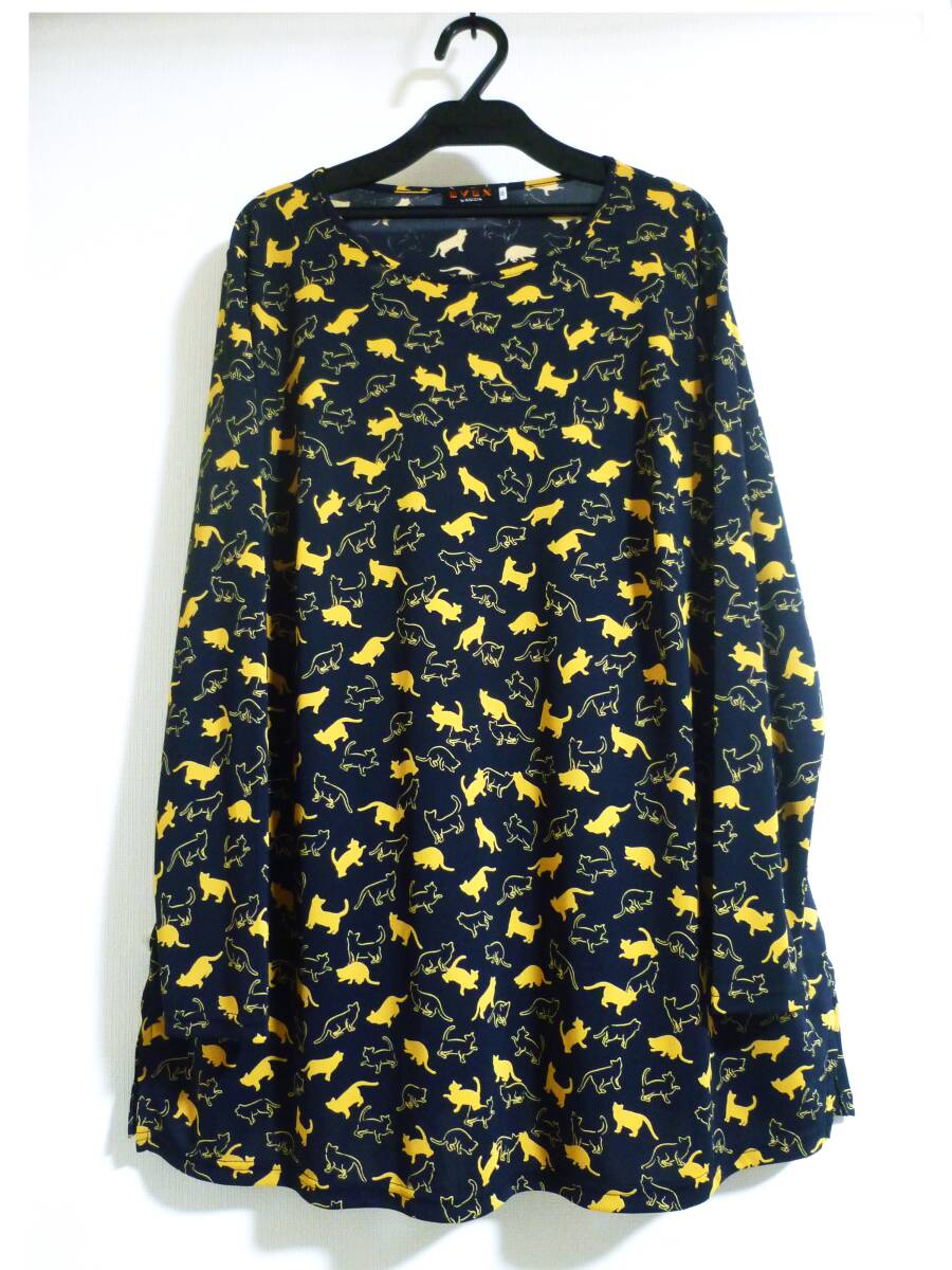 クリツィア EVEX by KRIZIA☆洗える さらり 猫 ネコ 薄地 ストレッチニット☆大きいサイズ♪46拍卖