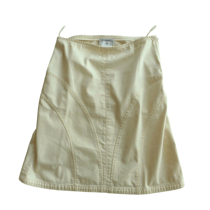 シャネル (CHANEL) ミドル スカート コットン ココマーク 04C 36 アイボリー P22531 ウェア(中古)拍卖