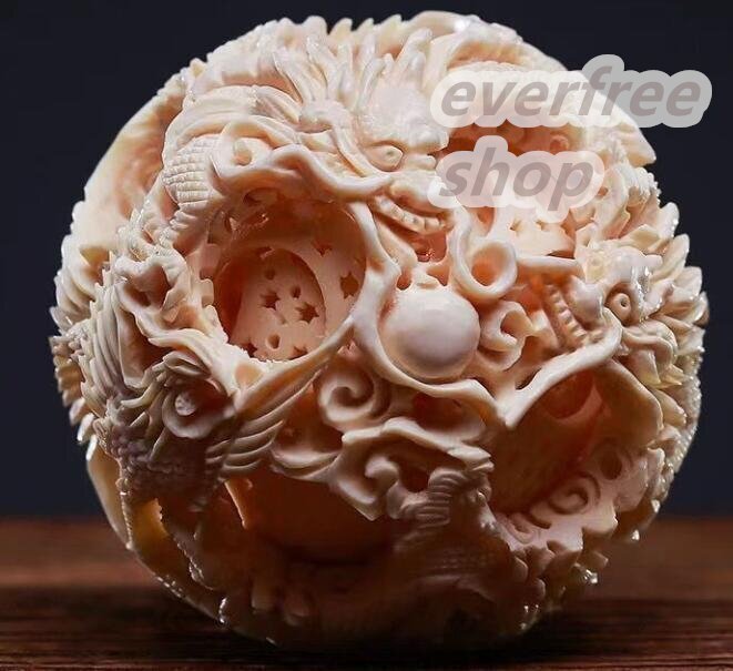 天然マンモス牙彫刻置物鬼工球精巧球牙氷生地鬼工球拍卖