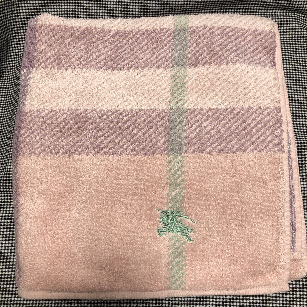 レア 新品 バーバリー BURBERRY LONDON バスタオル 大判 64×130㎝ 麻混 ホースマーク刺繍 未使用拍卖