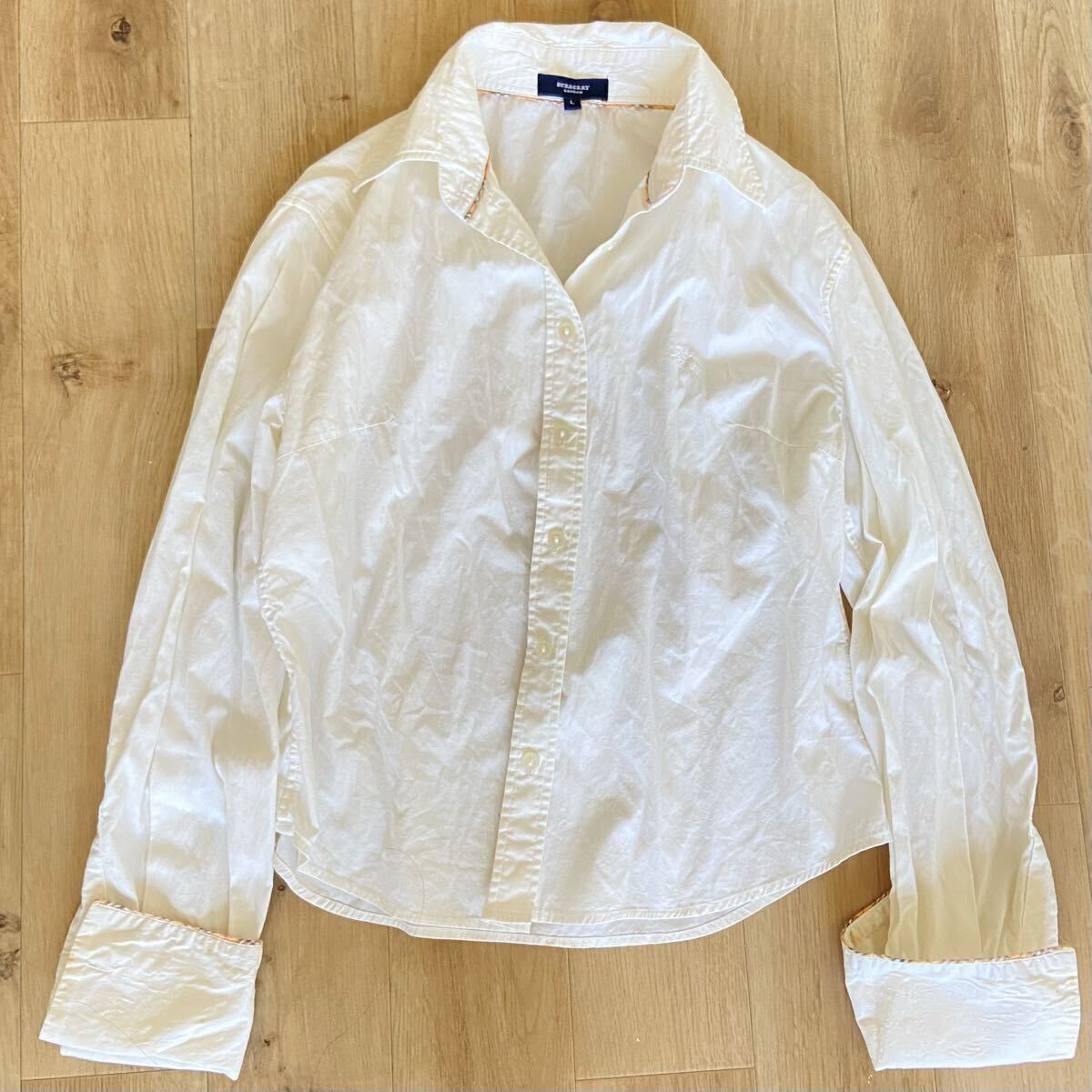 BURBERRY バーバリー チェック ホワイト シャツ カッターシャツ サイズL拍卖