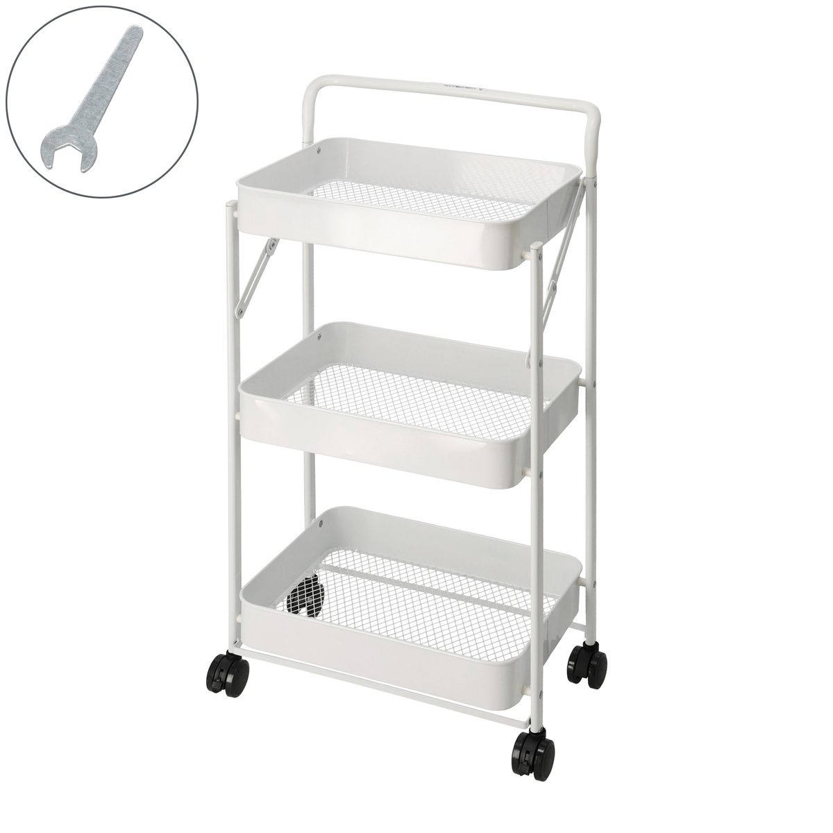 ★★新品 未開封★★・折り畳めるトローリーワゴン3段キャスター付 耐荷重12kg拍卖