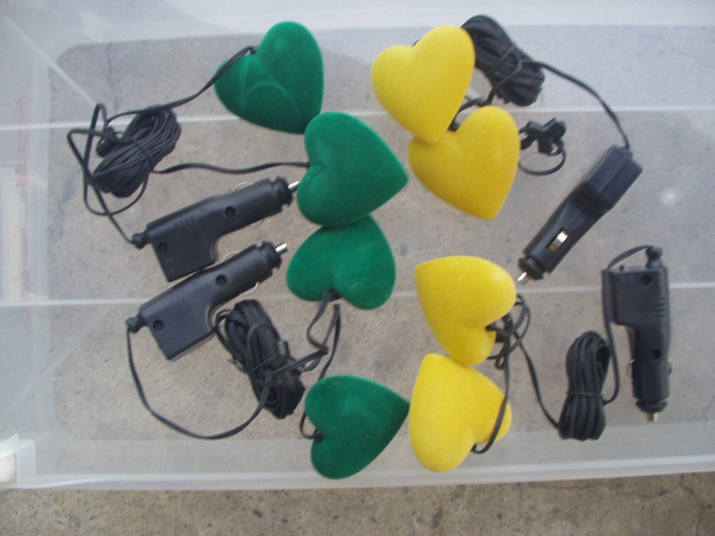 未使用2連ハートライトB品 緑&黄4個セットバニング カスタムカー ハンギングダイス ストカン プロット デコトラ アート街道レーサー拍卖