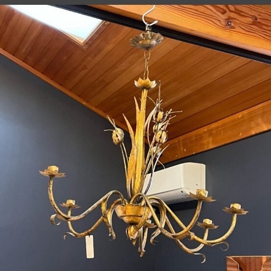 ハリウッドリージェンシーギルトトーレシャンデリア /1950年代スペイン/シャンデリア/照明/ミッドセンチュリーモダン/アンティーク拍卖