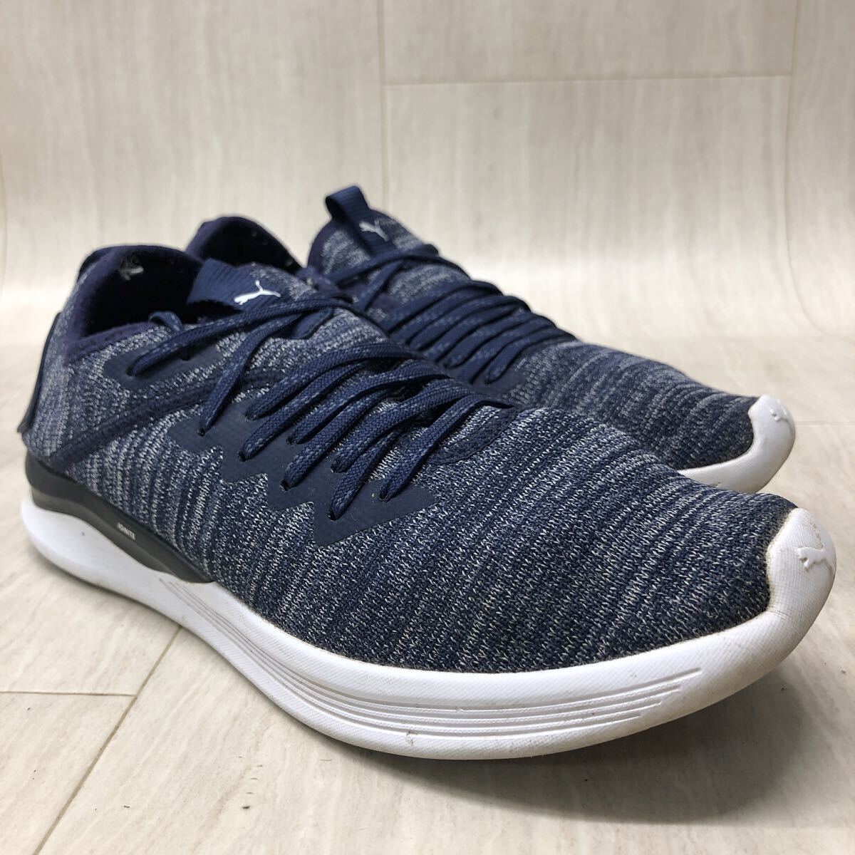 M289 KT-250828-178 PUMA プーマ IGNITE FLASH EVOKNIT イグナイト フラッシュ ランニングシューズ レディース ネイビー 24.5cm拍卖