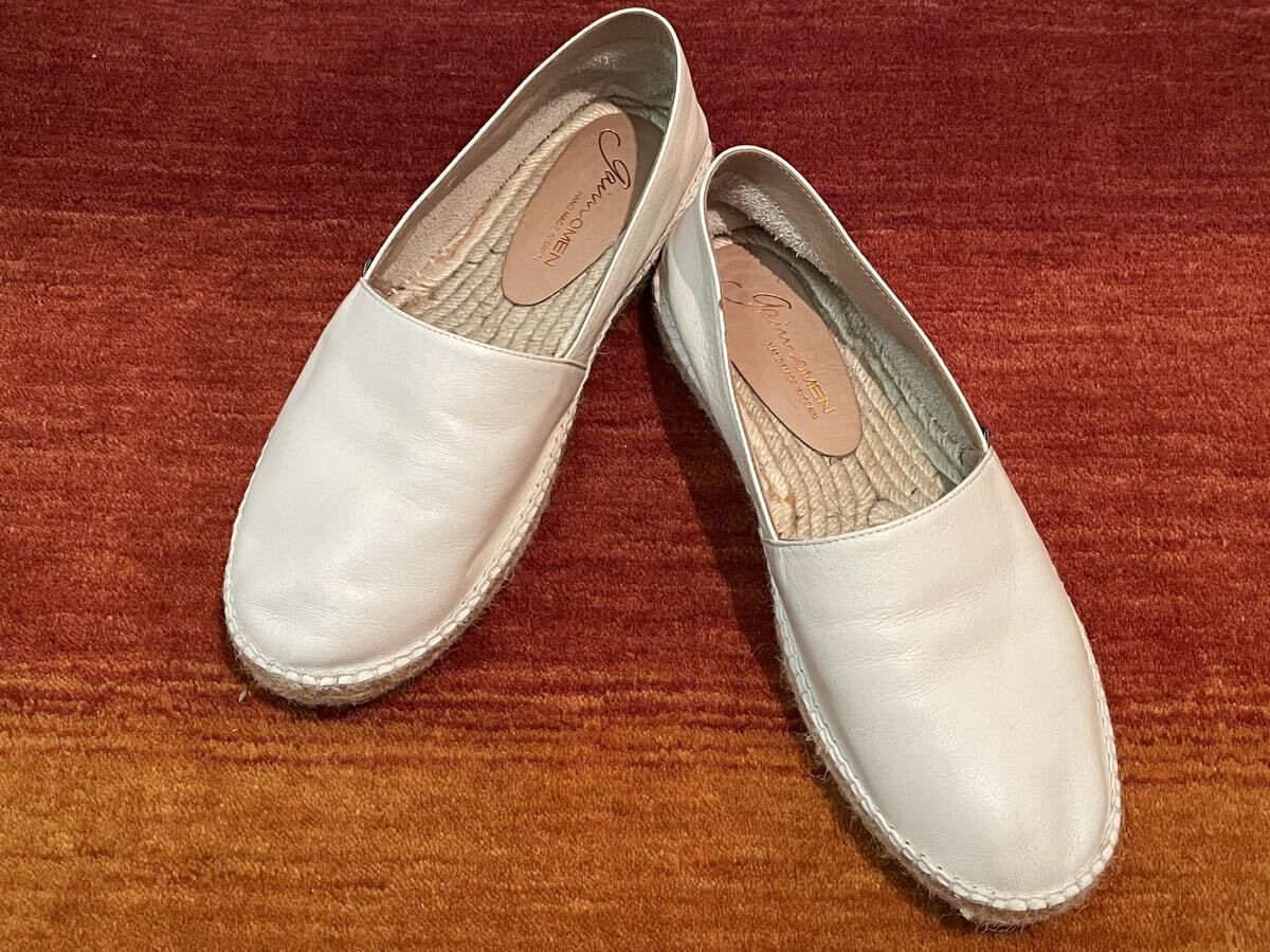 ガイモ gaimo スリッポン フラットシューズ エスパ エスパドリーユ サイズ41 gaimomen handmade in Spain レザー 白 ホワイト拍卖
