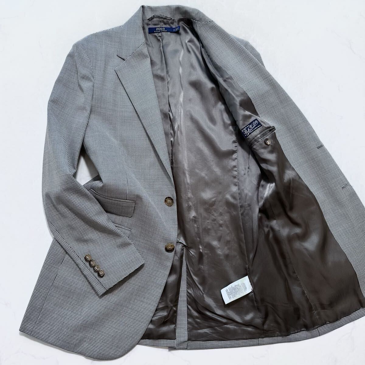 極美品 XL相当◎ポロラルフローレン 千鳥格子柄 現行品 テーラードジャケット ハウンドトゥース メンズ POLO RALPH LAUREN 近年 グレー 4拍卖