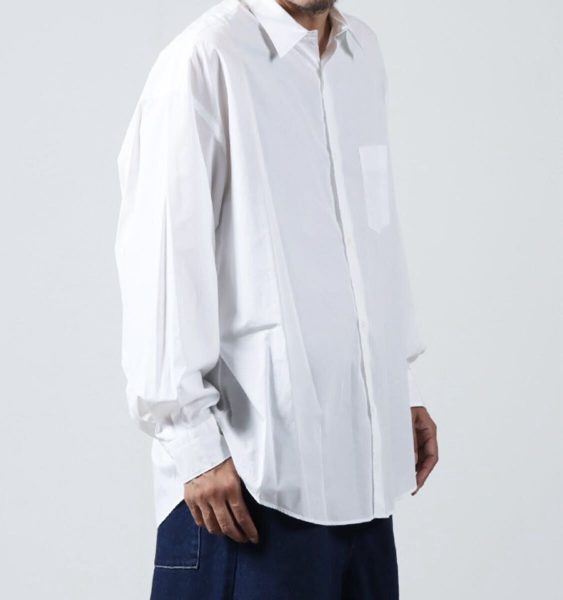 ド定番 Graphpaper Broad Oversized L/S Regular Collar Shirt グラフペーパー オーバーサイズ レギュラーカラーシャツ サイズ3 WHITE拍卖