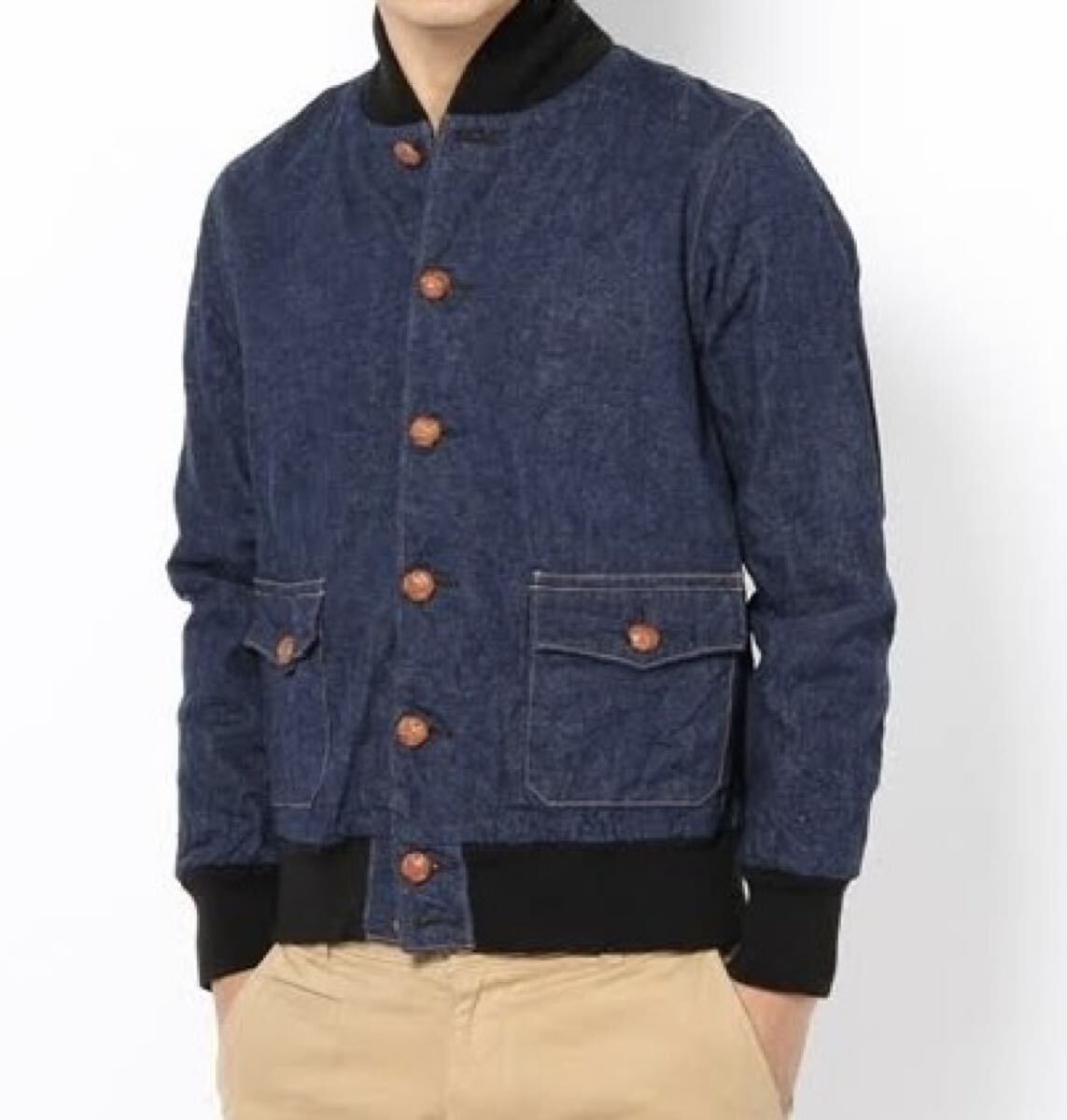 orSlow Denim Stadium Jacket サイズ2 オアスロウ デニム スタジャン ボンバージャケット クルミボタン インディゴ 古着拍卖