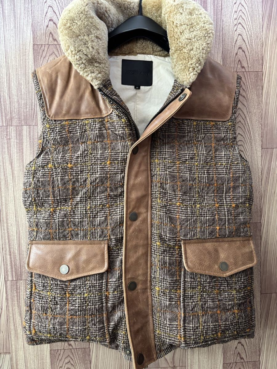 極美品 ISAMU KATAYAMA BACKLASH イサムカタヤマバックラッシュ ベスト アウター ダウンジャケット レザー ウール ブラウン 2拍卖
