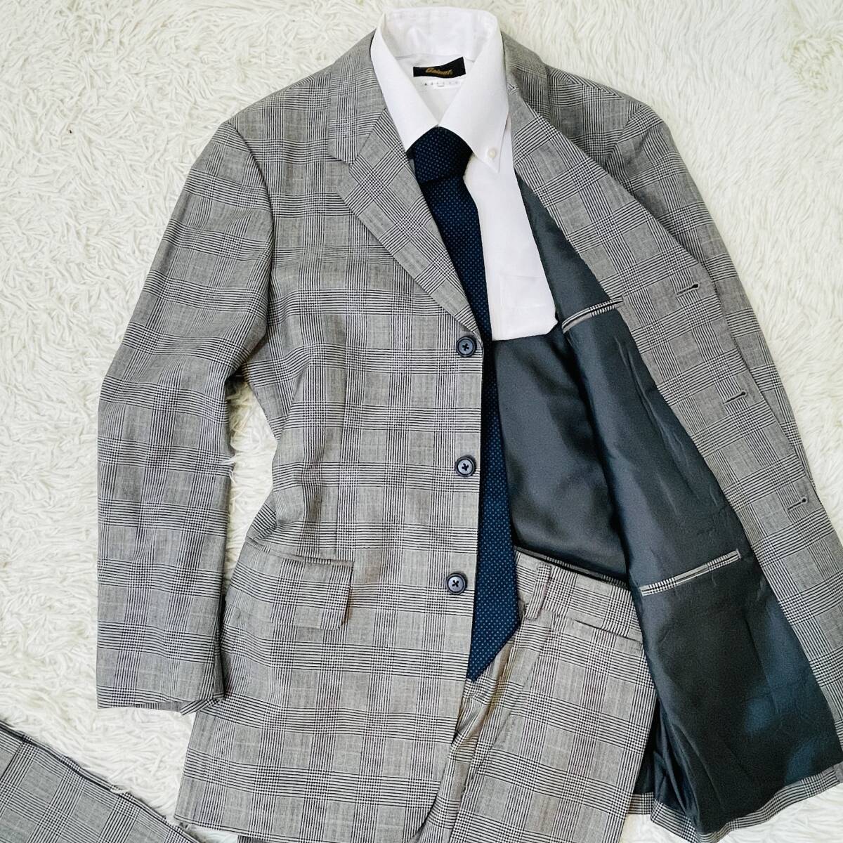 J.CREW ジェイクルー グレンチェック セットアップスーツ 36 M グレー トラッド アイビー ビジネス カジュアル YH320拍卖