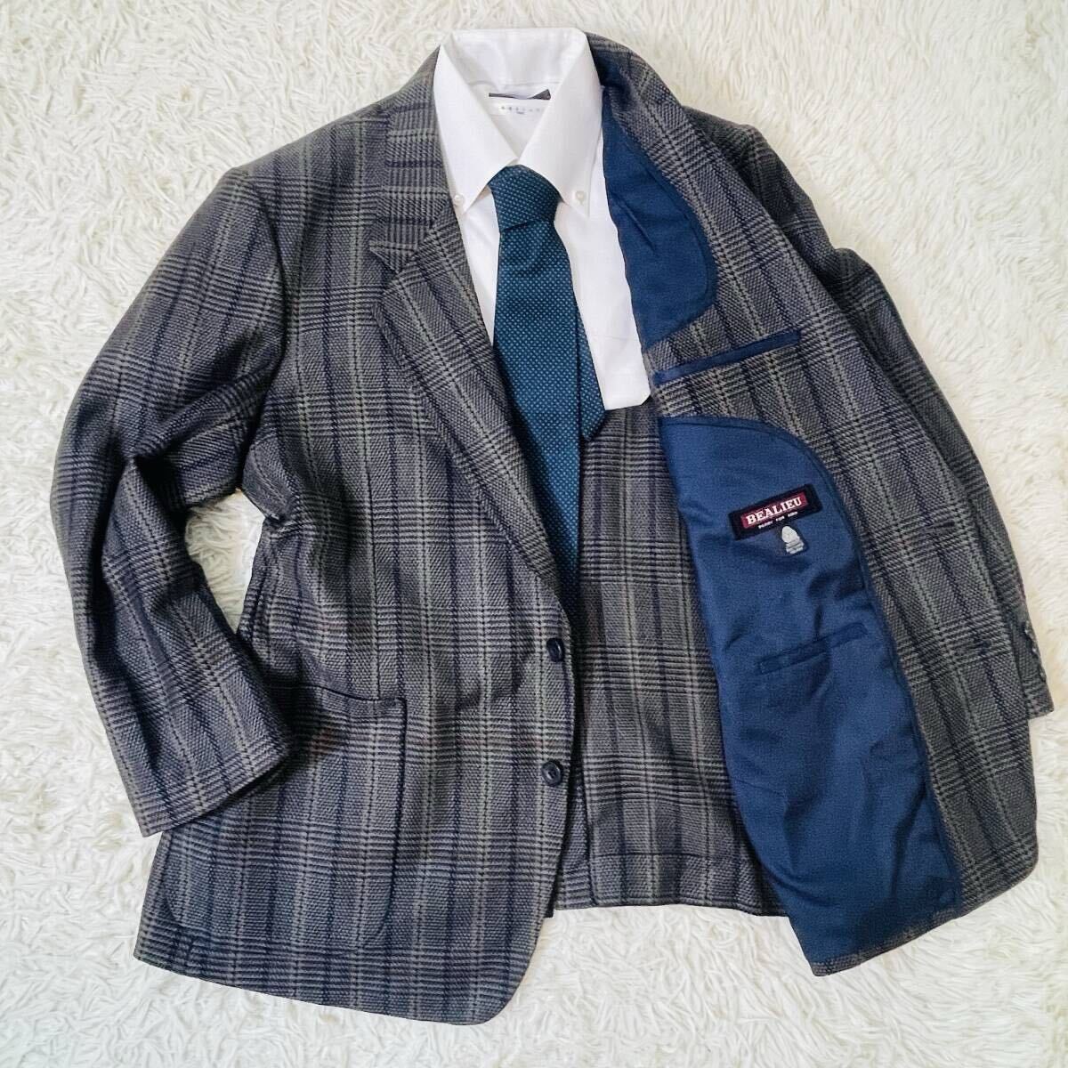 美品 BEALIEU ベリュー CDK Logan グレンチェック テーラードジャケット 15号 ブラウン 日本製 ダンディ ウィンター ビジカジYH323拍卖