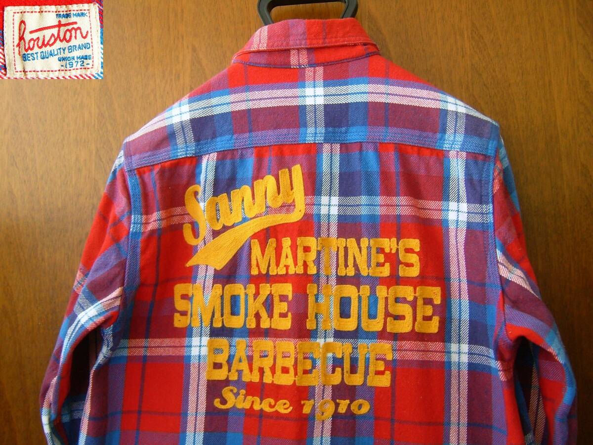 ヒューストン HOUSTON バック刺繍 ヘビーウエイト ネルシャツ ワークシャツ 長袖シャツ Lサイズ拍卖