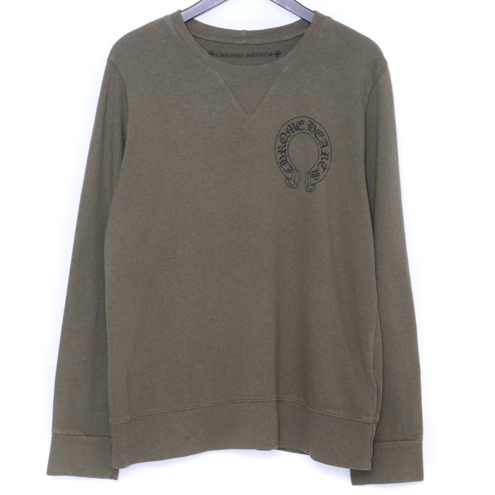 CHROME HEARTS セメタリークロスクルーネックスウェットロングスリーブTシャツ Mサイズ カーキ クロムハーツ 長袖カットソー CH L/S TEE拍卖
