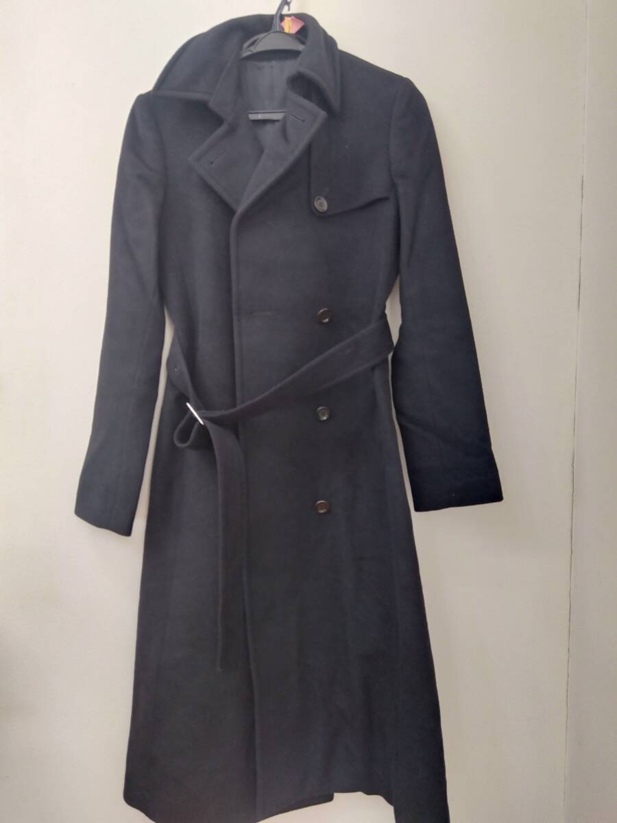 セオリー コート theory 日本製 中古 黒 ロングコート カシミヤ 女性用 サイズ2 ベルト 袋あり拍卖