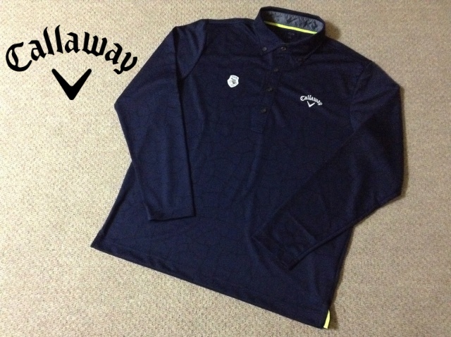 ★美品★キャロウェイ ゴルフ ボタンダウン 長袖ポロシャツ ネイビー ワンポイント 刺繍ロゴ 3L Callaway GOLF 241-6256503拍卖