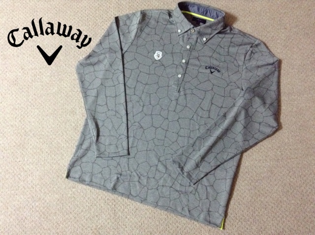 ★美品★キャロウェイ ゴルフ ボタンダウン 長袖ポロシャツ グレー ワンポイント 刺繍ロゴ 3L Callaway GOLF 241-6256503拍卖