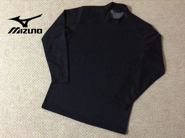 ★中古★ミズノ ゴルフ ブレスサーモ モックネック 長袖シャツ ロングスリーブ Mサイズ 刺繍ロゴ インナー 保温 防寒 MIZUNO E2JA2550拍卖
