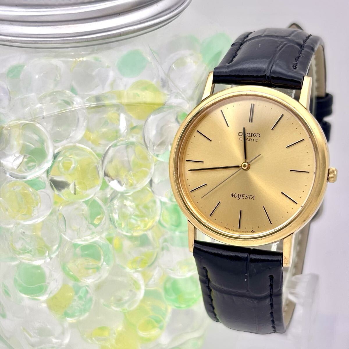 【新品電池】 SEIKO セイコー MAJESTA マジェスタ メンズ 腕時計 ゴールド 9061-7000 新品ベルト拍卖
