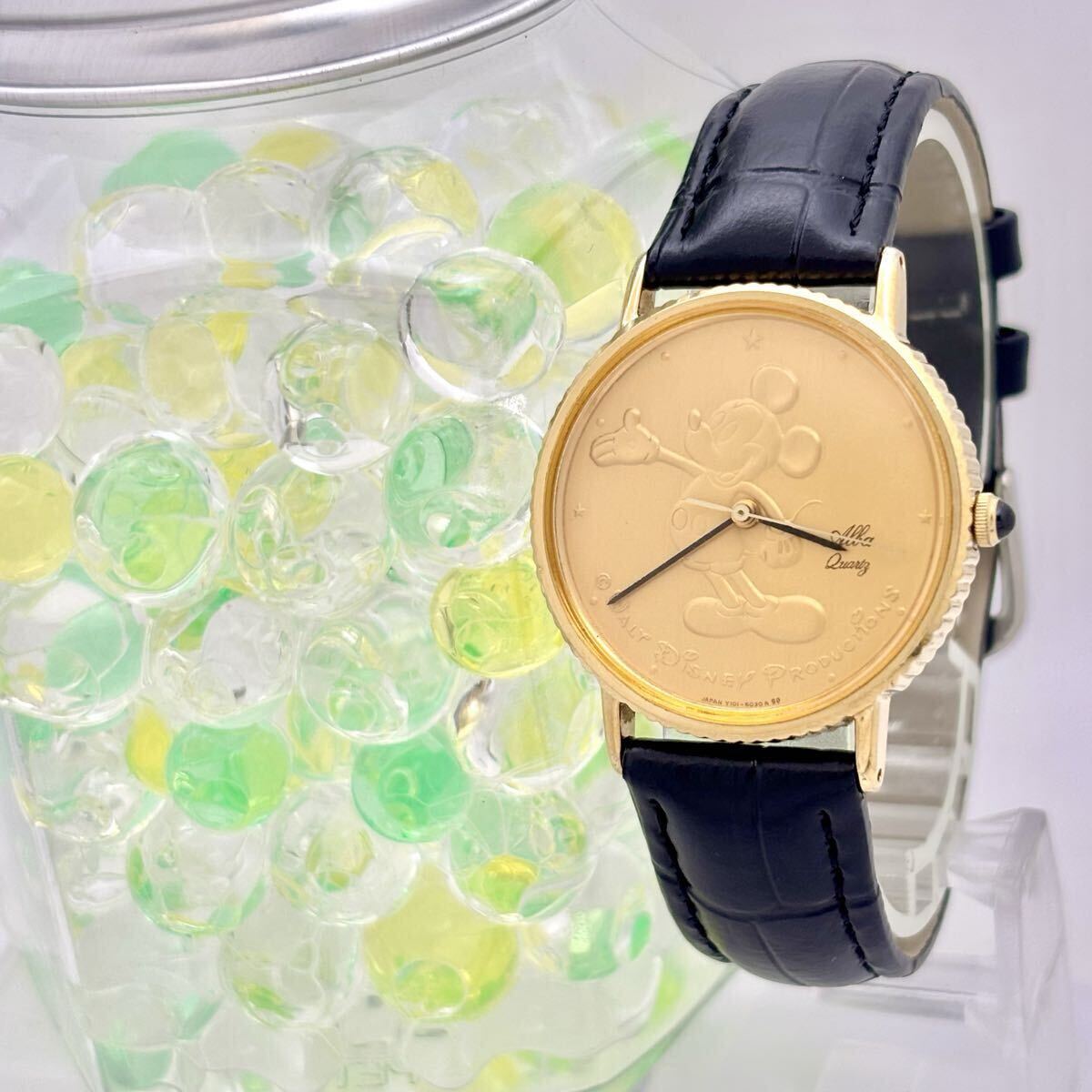 【新品電池】 SEIKO セイコー ALBA アルバ ゴールド コインモチーフ ミッキーマウス Y101-6000 新品ベルト拍卖