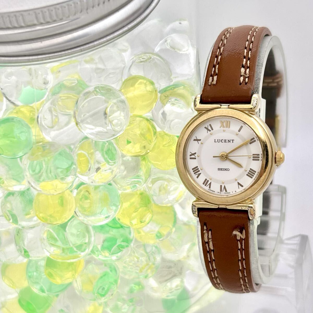 【新品電池】 SEIKO セイコー LUSENT ルーセント レディース 腕時計 ゴールド ドレス ローマン 1F21-0F00 150123 純正ベルト拍卖