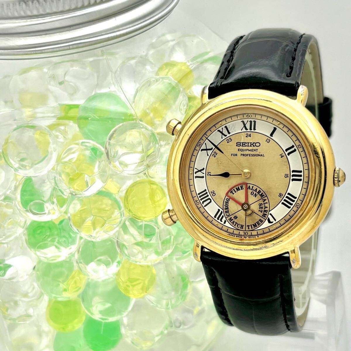 【希少/新品電池】 SEIKO セイコー EQUIPMENT FOR PROFESSIONAL メンズ 腕時計 ゴールド 8N25-6010 新品ベルト拍卖