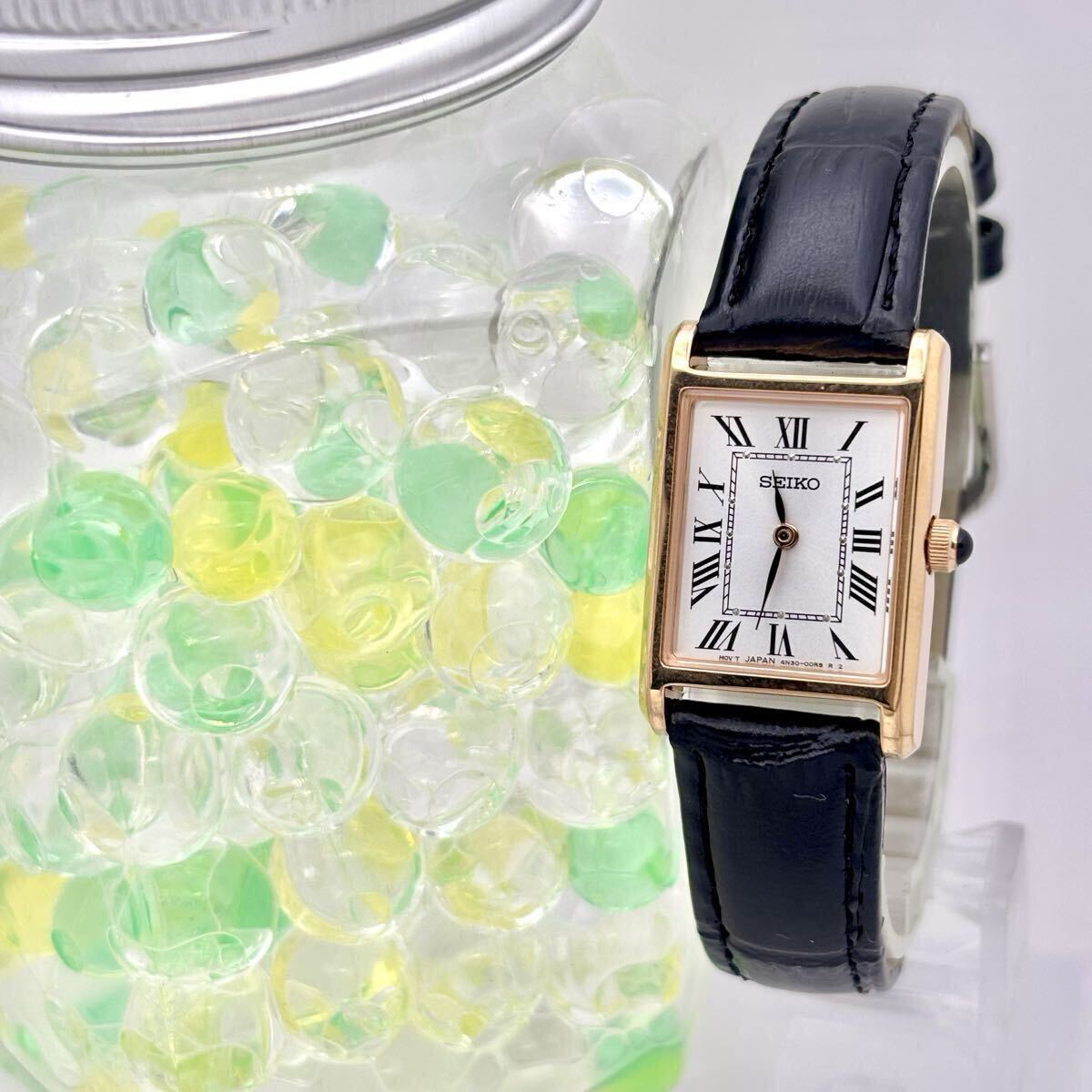 【美品/新品電池】SEIKO セイコー ナノユニバース レディース 腕時計 ローマン レクタンギュラー ドレス 4N30-00H0 298154 新品ベルト拍卖