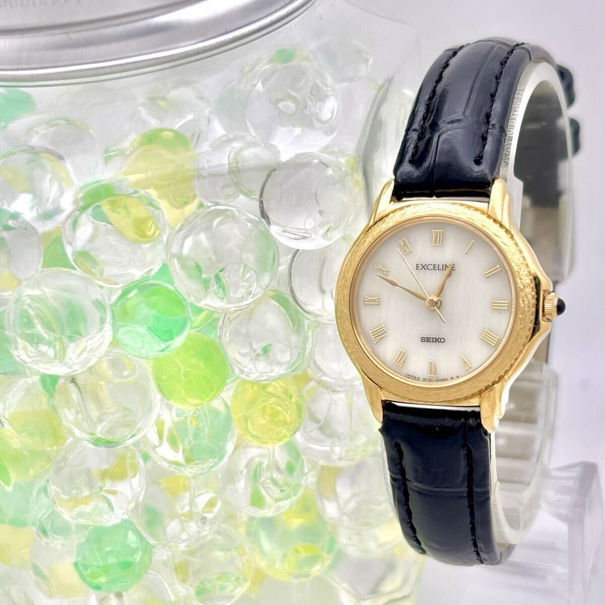 【新品電池】 SEIKO セイコー EXCELINE エクセリーヌ レディース 腕時計 ゴールド ローマン 3F31-0020 251124 新品ベルト拍卖