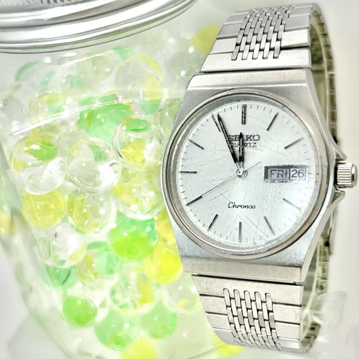 【新品電池】SEIKO セイコー Chronos クロノス メンズ 腕時計 シルバー デイデイト 8123-7090 3D2186 純正ベルト拍卖