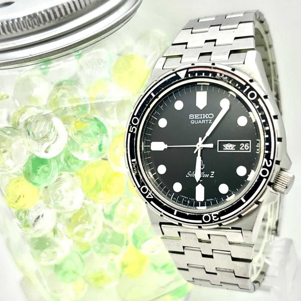 【新品電池】 SEIKO セイコー Silver Wave Z シルバーウェーブZ メンズ 腕時計 デイデイト シルバー 7123-8250 純正ベルト拍卖