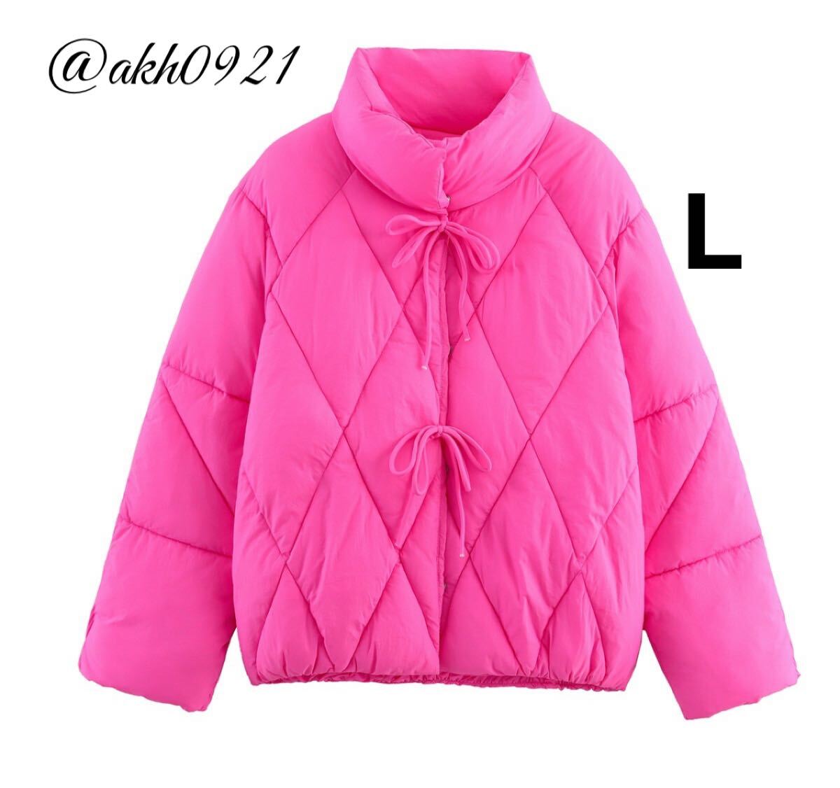 新品未使用★2025 A/W 秋新作★vintage ヴィンテージ レトロ pink ピンク ダウンコート アウター Lサイズ レディース★ZARA 好きな方に拍卖