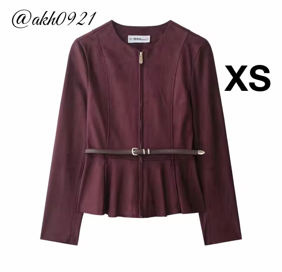 新品未使用★2025 秋新作★vintage ヴィンテージ レトロ ベルト付き ノーカラージャケット アウター XSサイズ レディース★ZARA 好きな方に拍卖