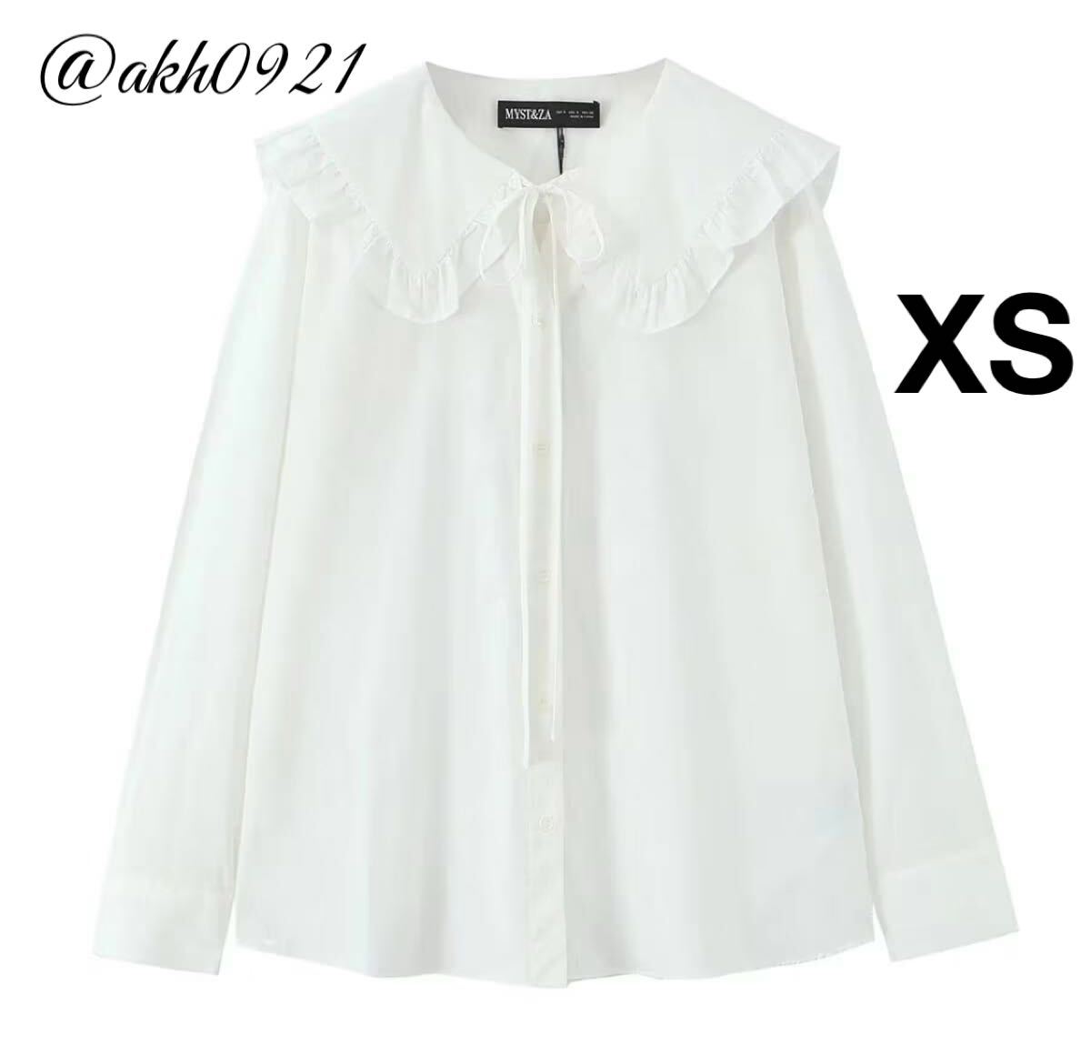 新品未使用★2025 A/W 秋新作★vintage ヴィンテージ レトロ フリル 襟 シャツ ブラウス トップス XSサイズ レディース★ZARA 好きな方に拍卖