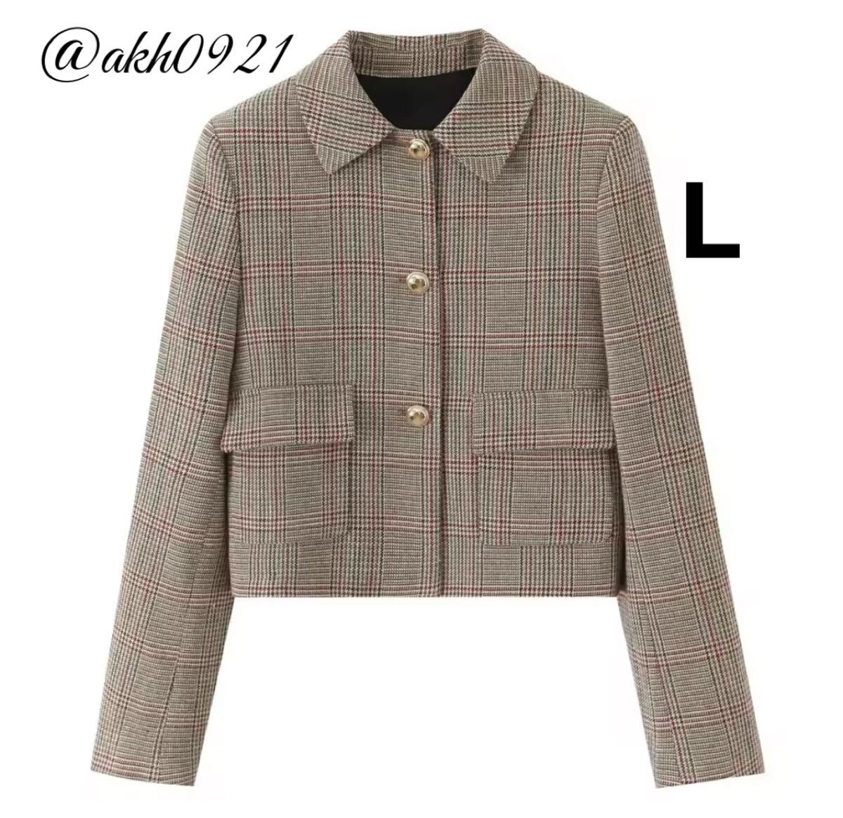 新品未使用★2025 A/W 秋新作★vintage ヴィンテージ レトロ チェック 柄 ジャケット アウター Lサイズ レディース★ZARA 好きな方に拍卖