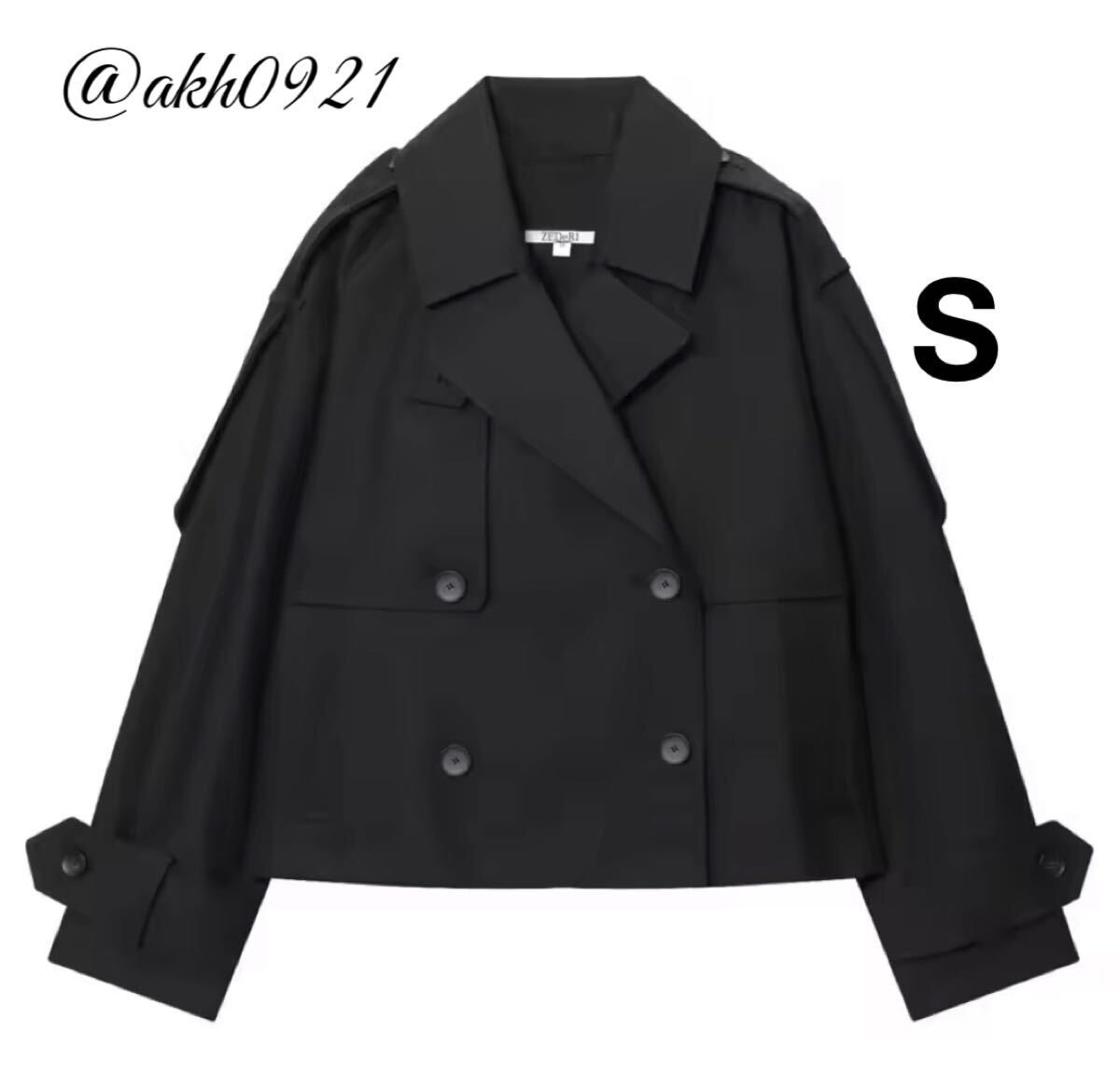 新品★2025 秋新作★vintage ヴィンテージ レトロ black ブラック ハーフ丈 トレンチコート アウター Sサイズ レディース★ZARA 好きな方に拍卖