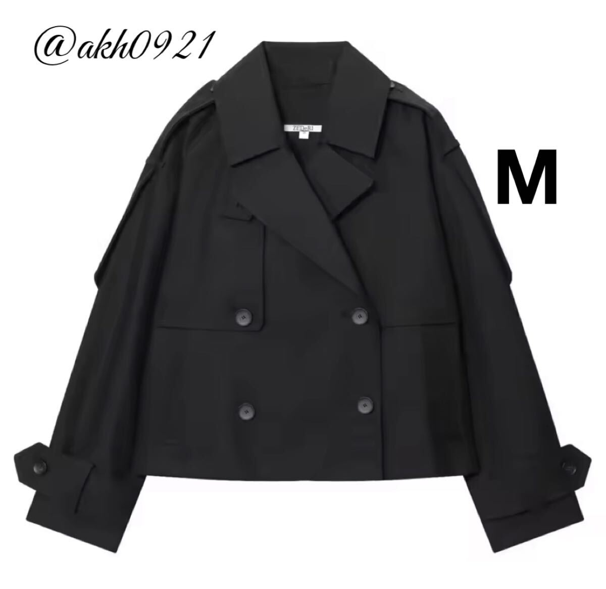 新品★2025 秋新作★vintage ヴィンテージ レトロ black ブラック ハーフ丈 トレンチコート アウター Mサイズ レディース★ZARA 好きな方に拍卖