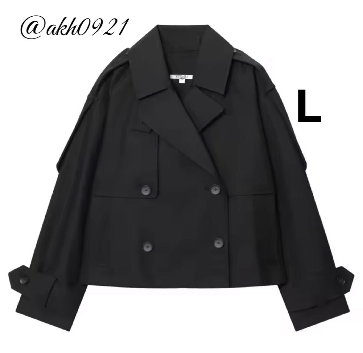 新品★2025 秋新作★vintage ヴィンテージ レトロ black ブラック ハーフ丈 トレンチコート アウター Lサイズ レディース★ZARA 好きな方に拍卖