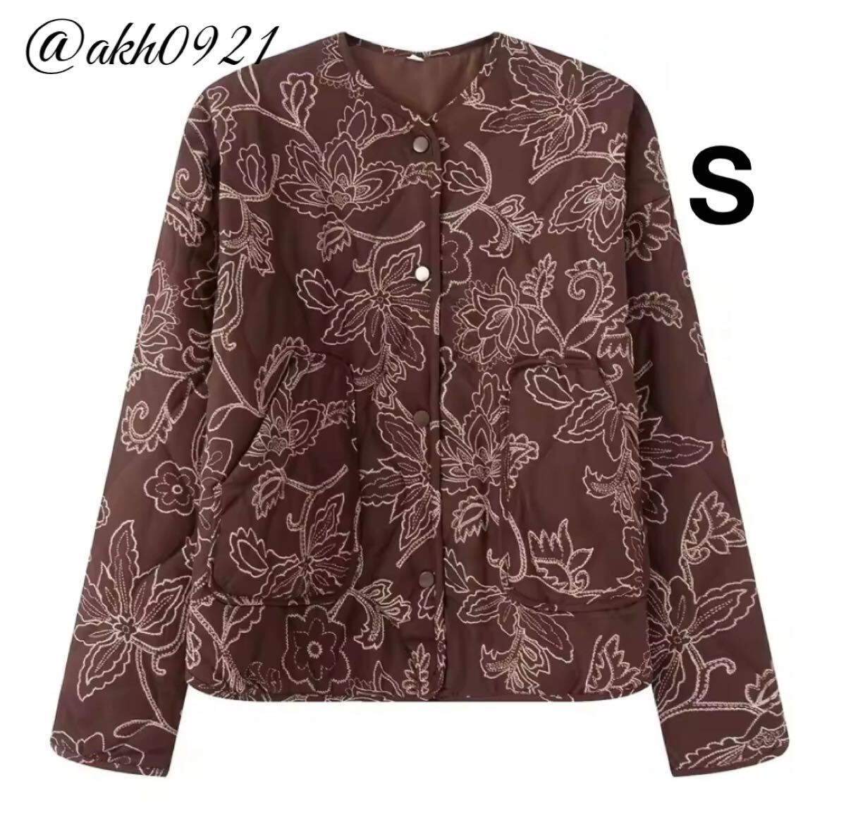 新品未使用★2025 A/W 秋新作★vintage ヴィンテージ レトロ 柄 brown ダウンジャケット アウター Sサイズ レディース★ZARA 好きな方に拍卖