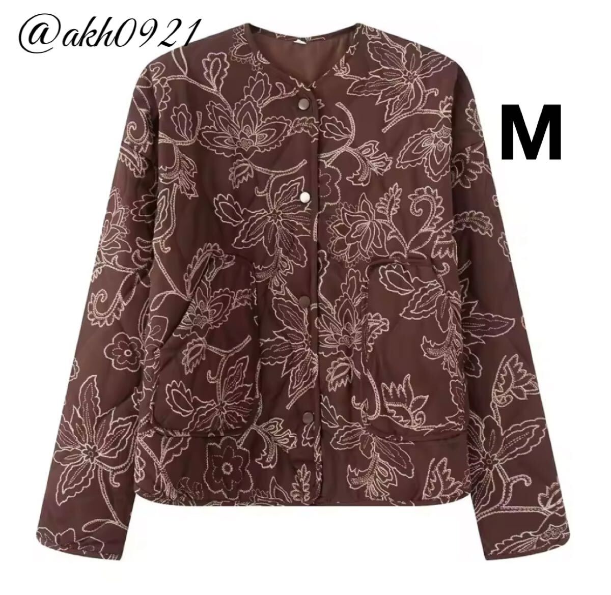 新品未使用★2025 A/W 秋新作★vintage ヴィンテージ レトロ 柄 brown ダウンジャケット アウター Mサイズ レディース★ZARA 好きな方に拍卖