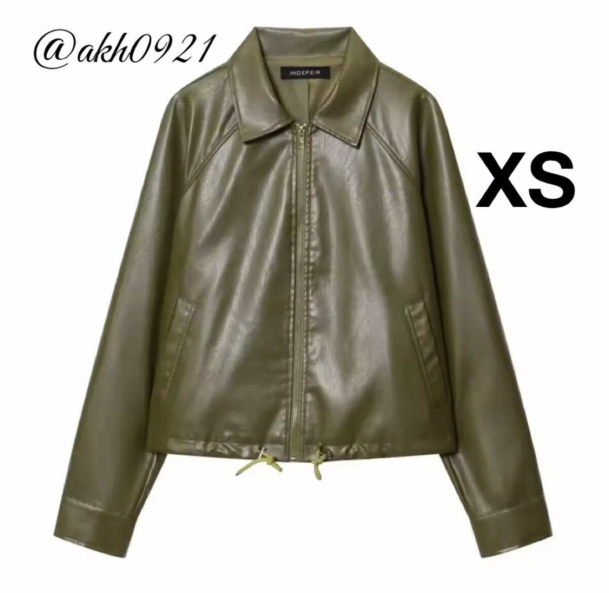 新品未使用★2025 A/W 秋新作★vintage ヴィンテージ レトロ カーキ レザージャケット アウター XSサイズ レディース★ZARA 好きな方に拍卖