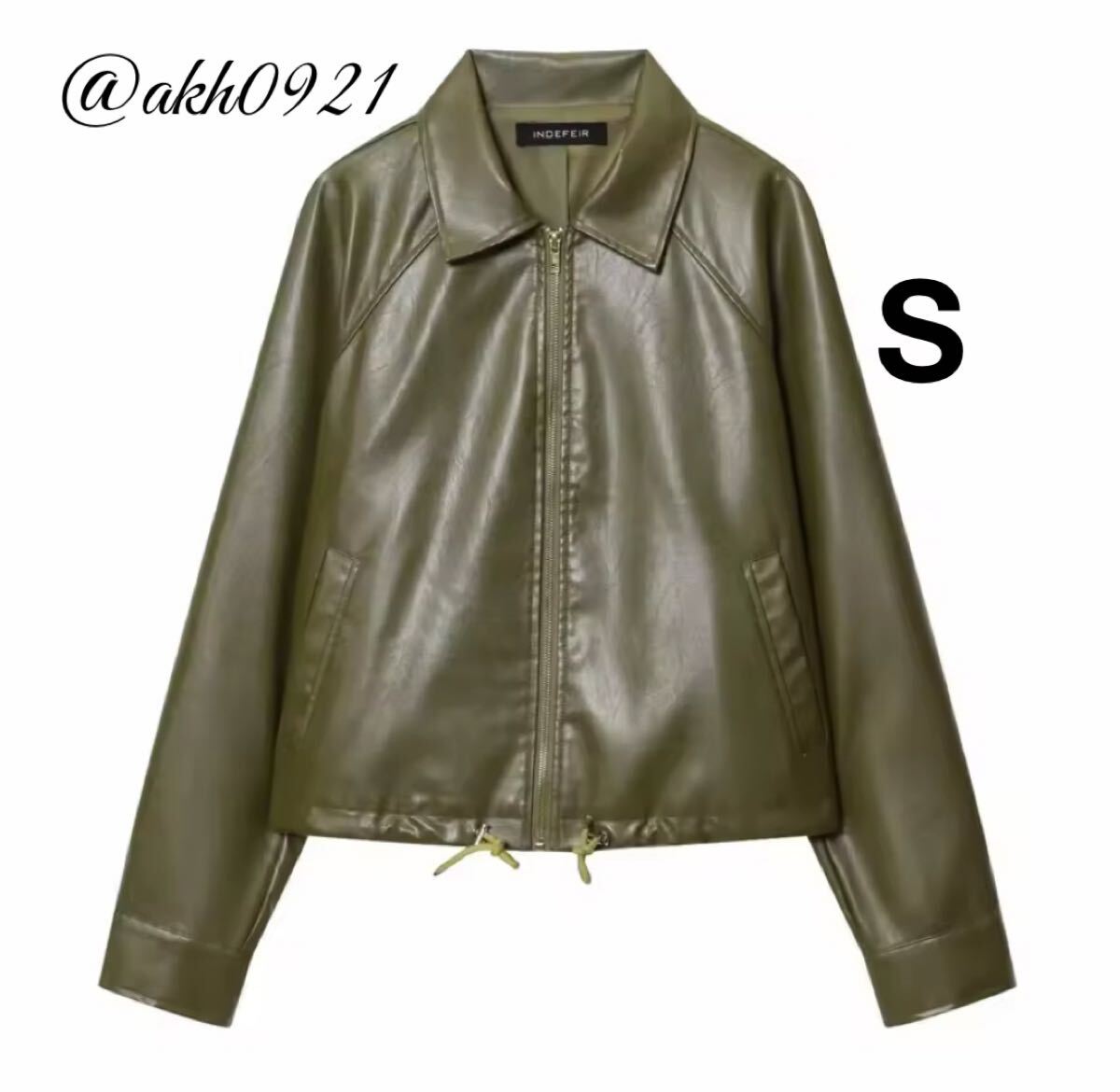 新品未使用★2025 A/W 秋新作★vintage ヴィンテージ レトロ カーキ レザージャケット アウター Sサイズ レディース★ZARA 好きな方に拍卖