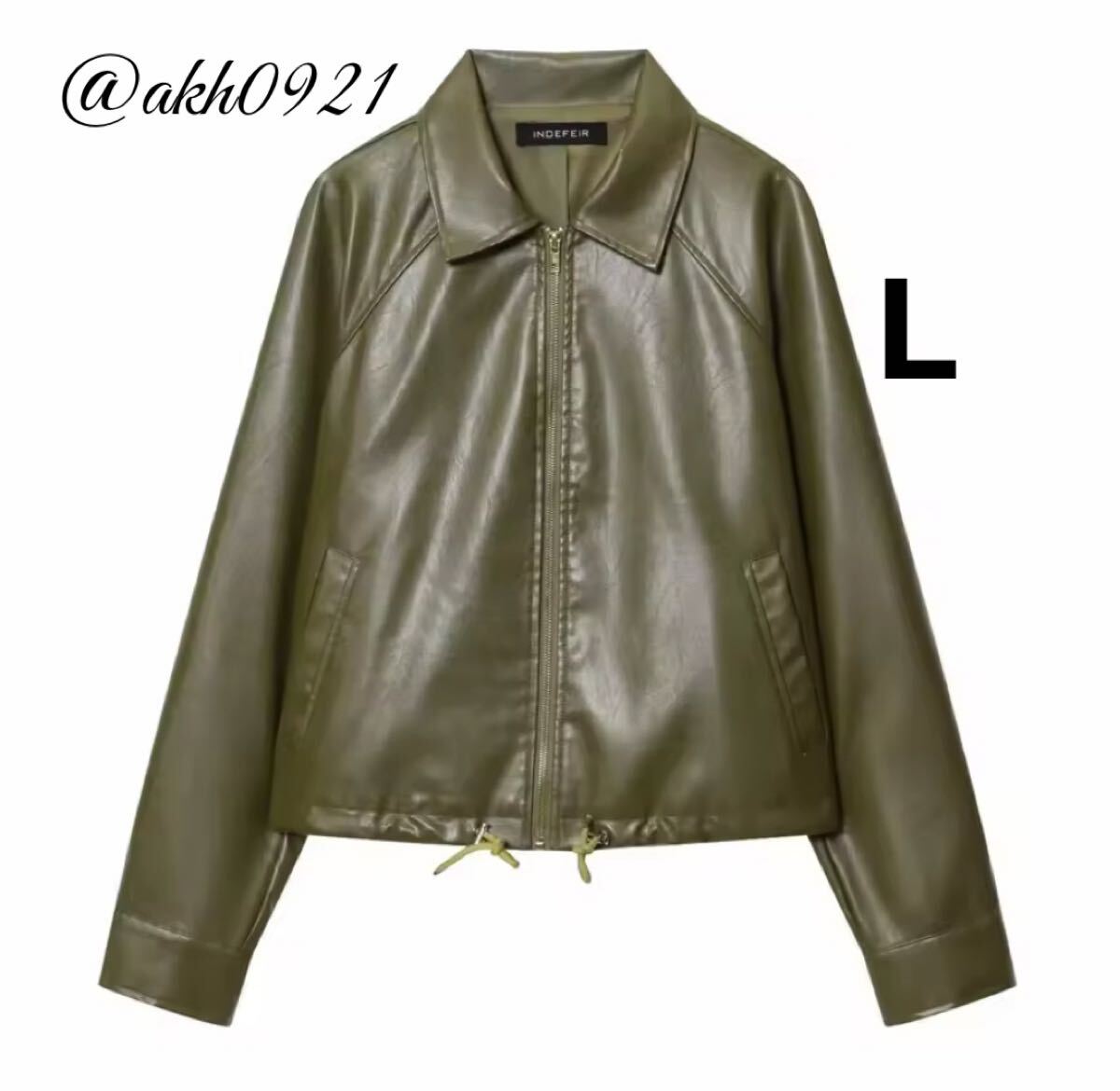 新品未使用★2025 A/W 秋新作★vintage ヴィンテージ レトロ カーキ レザージャケット アウター Lサイズ レディース★ZARA 好きな方に拍卖